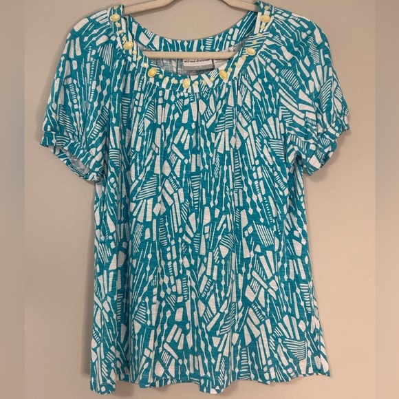 Alfred Dunner Tops - Alfred Dunner Women's Blue Patterned Top, Size PS